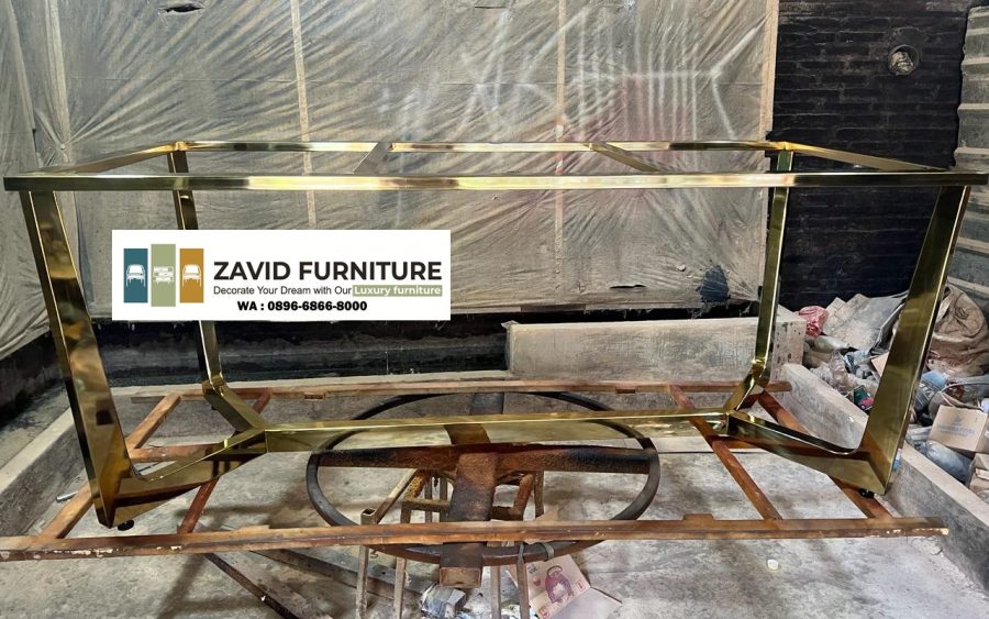 kaki meja makan stainless gold bentuk Y unik