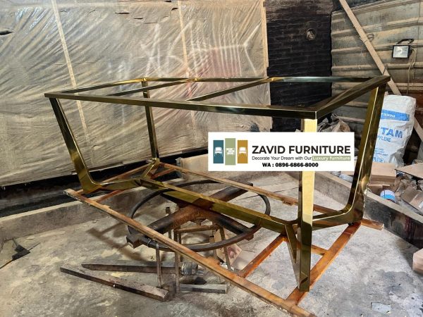 kaki meja makan stainless gold minimalis