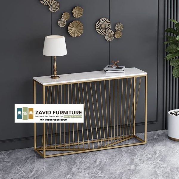 meja konsul stainless gold jeruji parametrik unik