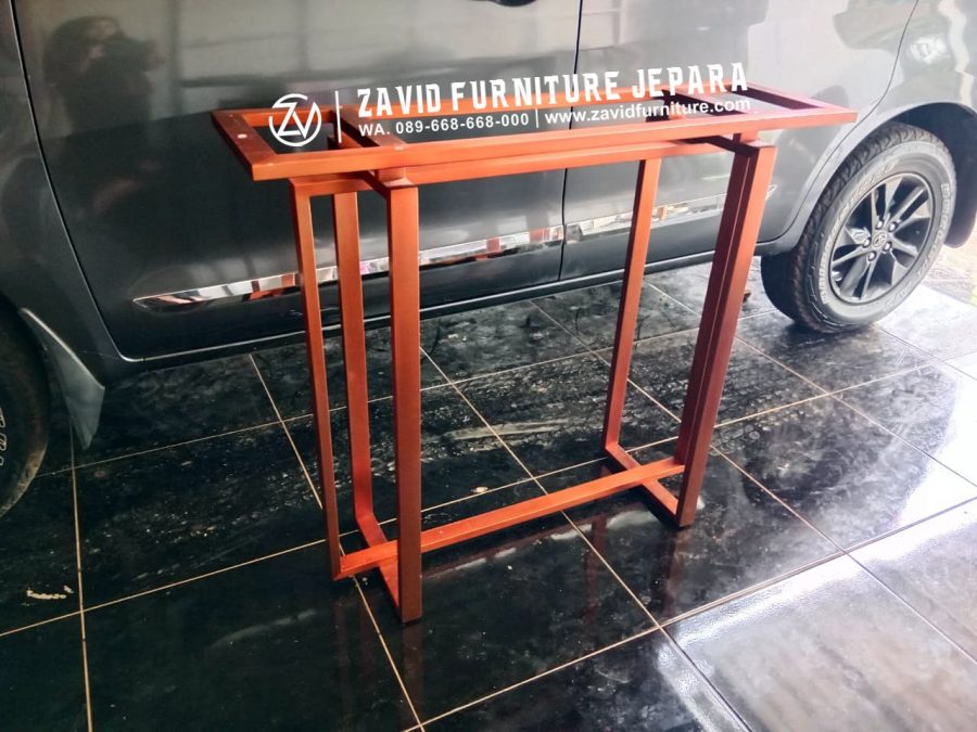 rangka kaki meja konsul rose gold top persegi panjang