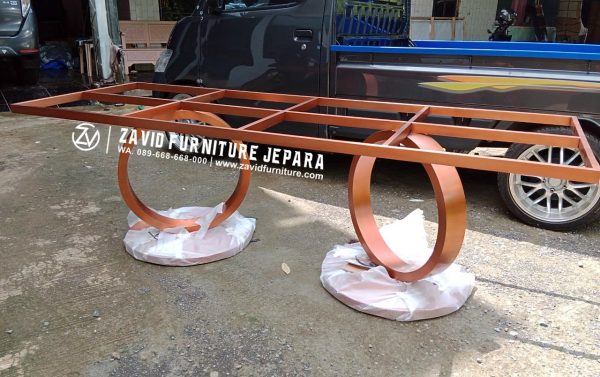 rangka kaki meja makan rose gold stainless bentuk cincin terpopuler