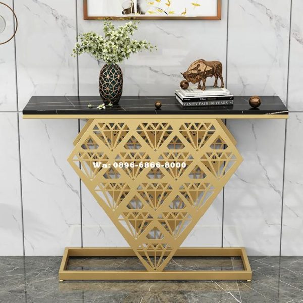 Jual Meja Konsul Stainless Model Diamond Top Marmer Hitam