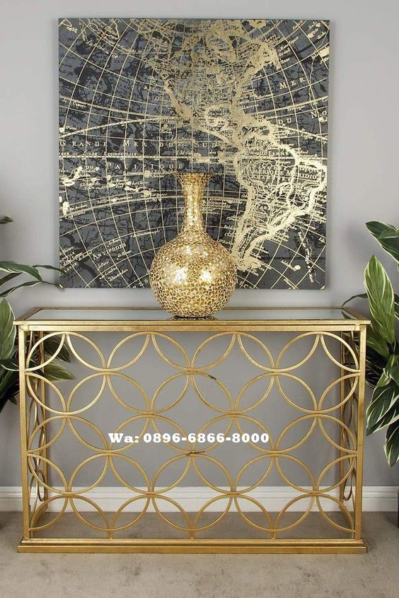 Jual Meja konsul Stainless Gold Top Marmer Terlaris Di Jakarta