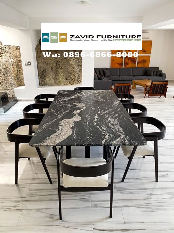 Meja Makan Marmer Hitam Stainless Terbaik