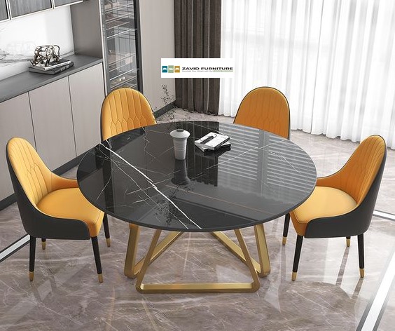 Modern Meja Makan Marmer Stainless Gold Terbaik