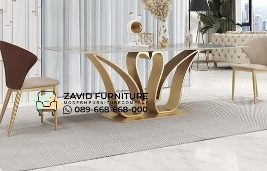 Meja Makan Marmer Stainless Angsa