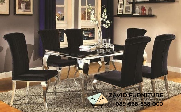 Desain Meja Makan Marmer Hitam Mewah Jakarta Timur